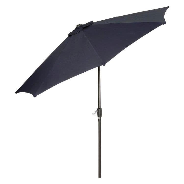 GLOBAL INDUSTRIAL Outdoor Umbrella with Tilt Mechanism, 102" Span, 94" Long, Navy Blue Canopy, Black Handle (GBE695328) thumbnail 3