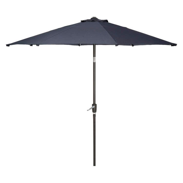 GLOBAL INDUSTRIAL Outdoor Umbrella with Tilt Mechanism, 102" Span, 94" Long, Navy Blue Canopy, Black Handle (GBE695328) thumbnail 2