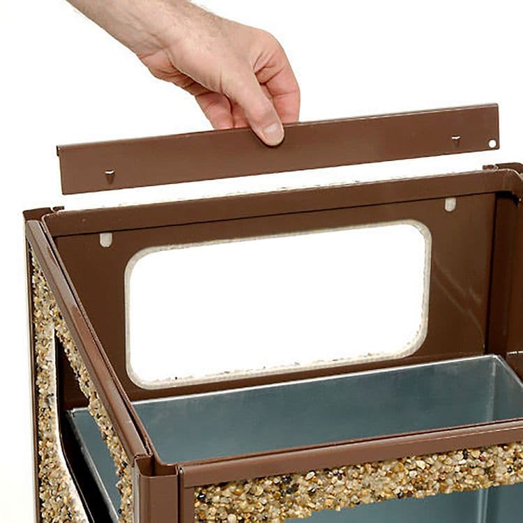 GLOBAL INDUSTRIAL Stone Panel All Weather Trash Receptacle Urn, Open Ashtray Top, 24 gal, Steel, Brown (GBE238243BN) thumbnail 4