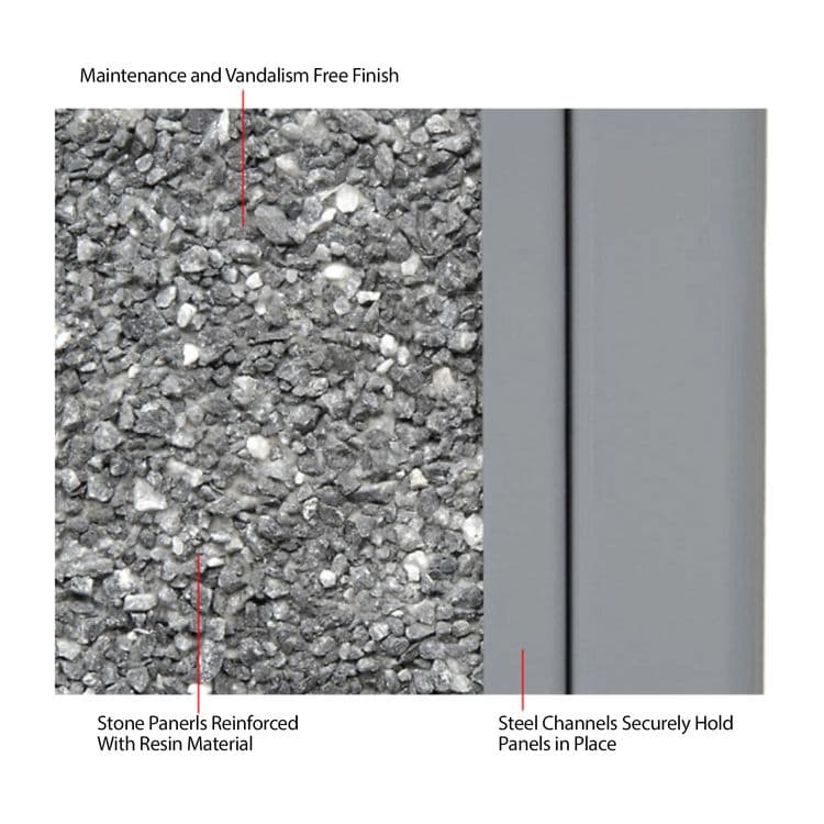 GLOBAL INDUSTRIAL Stone Panel All Weather Trash Receptacle Urn, 24 gal, Steel, Gray (GBE238241GY) thumbnail 2