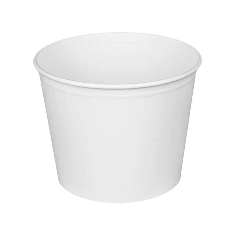KARAT BY LOLLICUP Food Bucket with Lid, 85 oz, 7.36" Diameter x 6" h, White, Paper, 180/Carton (KRTCFB85WBNDL) thumbnail 3