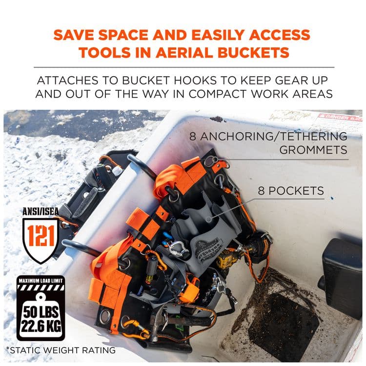 ERGODYNE CORPORATION Arsenal 5710 Bucket Truck Tool Board, Tethering Points, 8 Compartments, 24" x 22", Tarpaulin, Gray (EGO13699) thumbnail 2