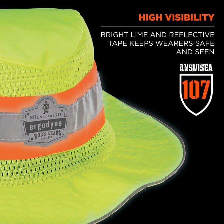 ERGODYNE CORPORATION Chill-Its 8935MF Hi-Vis Microfiber Ranger Sun Hat, Polyester/Microfiber, 2X-Large/3X-Large, Lime (EGO12594) thumbnail 4