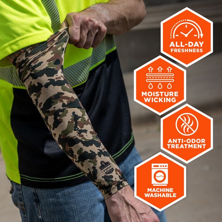 ERGODYNE CORPORATION Chill-Its 6695 Sun Protection Arm Sleeves, Polyester/Spandex, X-Large/2X-Large, Camo (EGO12192) thumbnail 4