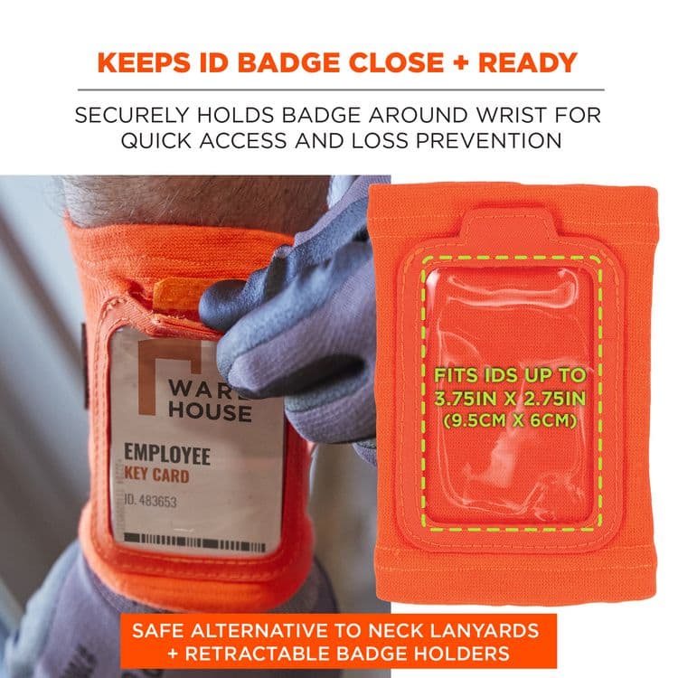 ERGODYNE CORPORATION Squids 3388 Wrist ID/Badge Holder, Vertical, Orange, 3.5 x 5.5 Holder, 2.75 x 3.75 Insert (EGO19961) thumbnail 2