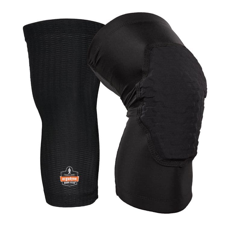 ERGODYNE CORPORATION Proflex 525 Lightweight Padded Knee Sleeves, Slip-On, Small/Medium, Black, Pair (EGO18525)