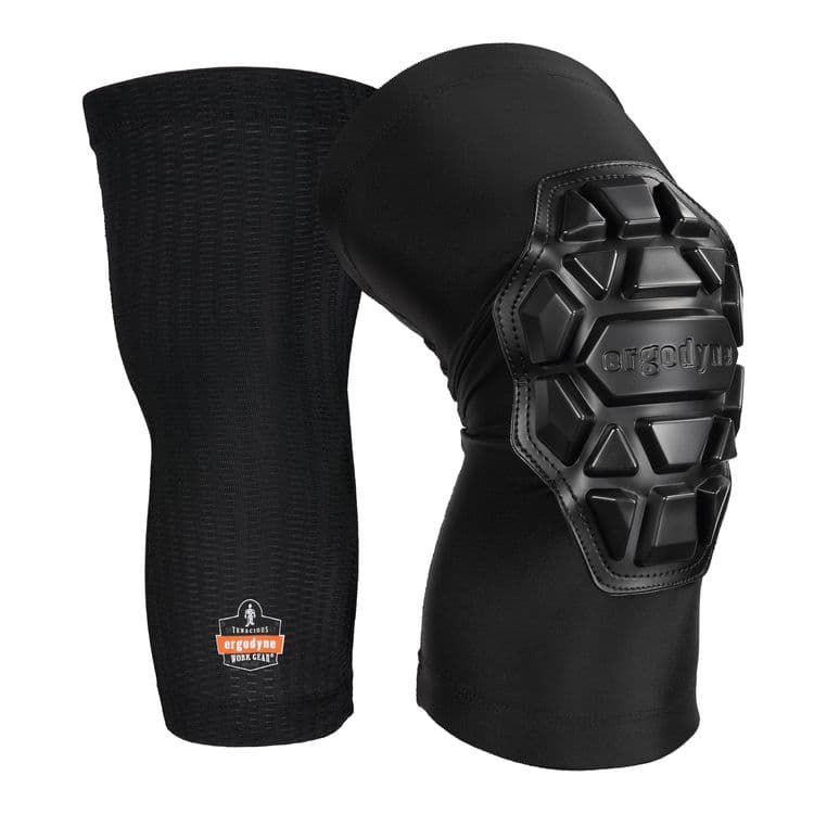 ERGODYNE CORPORATION ProFlex 550 Padded Knee Sleeves with 3-Layer Foam Cap, Slip-On, Medium/Large, Black, Pair (EGO18551)