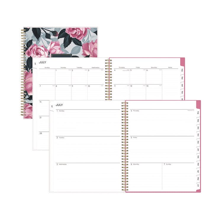 BLUE SKY Roosevelt Pink Academic Weekly/Monthly Planner, Floral Artwork, 11" x 8.5", Pink/Gray Cover, 12-Month (July-June): 2025-2026 (BLS128691)