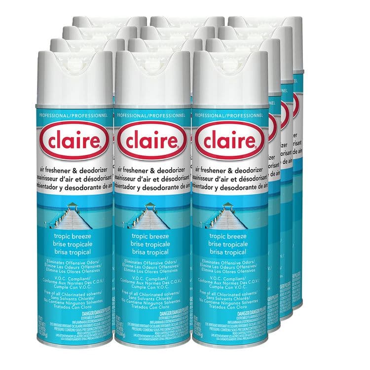 CLAIRE MANUFACTURING COMPANY Aerosol Air Freshener and Deodorizer, Tropic Breeze, 10 oz Aerosol Spray, 12 Cans (CGC165) thumbnail 3
