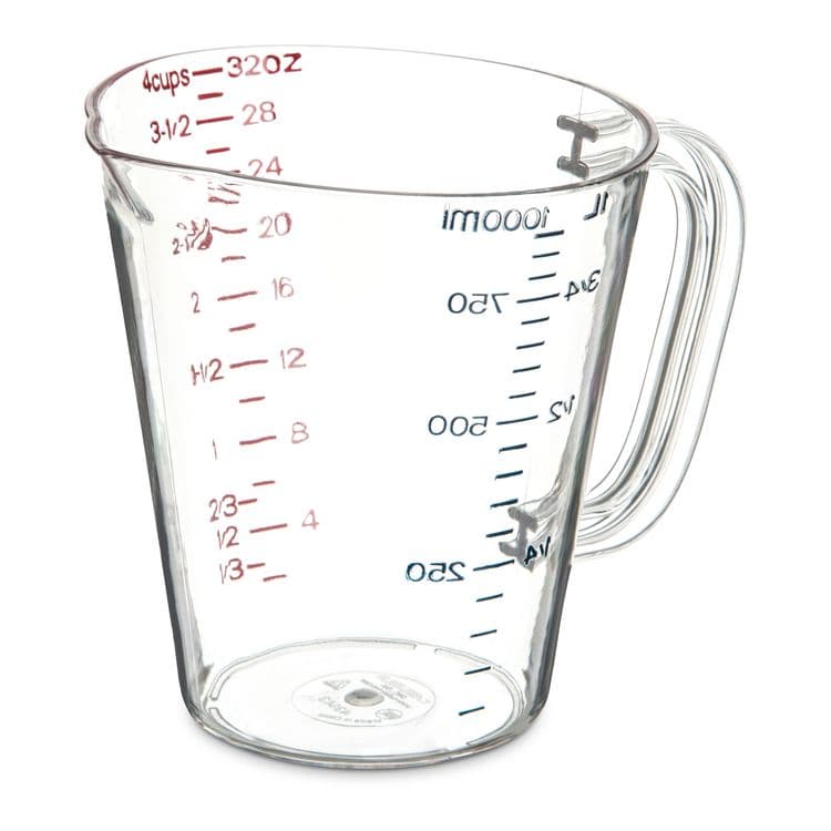 CFS BRANDS Commercial Measuring Cup, 1 qt, Plastic, Clear (CFS4314307)