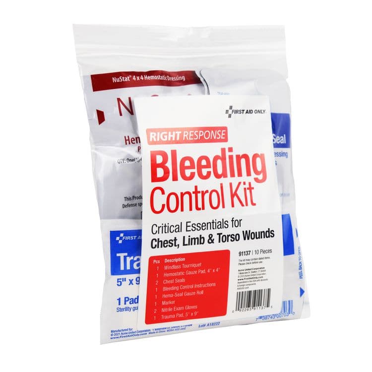 FIRST AID ONLY, . Critical Essentials Bleeding Control Kit for Limb, Chest and Torso Wounds, 11 Pieces, Plastic Bag (FAO91137) thumbnail 2