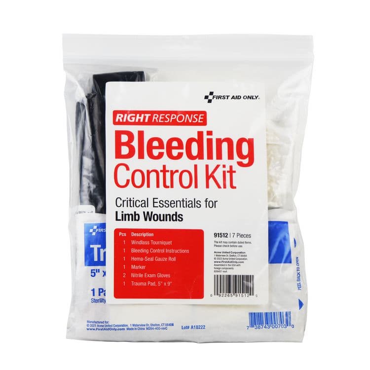 FIRST AID ONLY, . Critical Essentials Bleeding Control Kit for Limb Wounds, 8 Pieces, Plastic Bag (FAO91512) thumbnail 3
