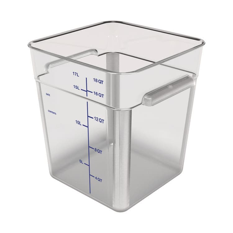 CFS BRANDS Squares Polycarbonate Food Storage Container, 6 qt, 8.75 x 8.75 x 7.31, Clear, Plastic (CFS1195207)