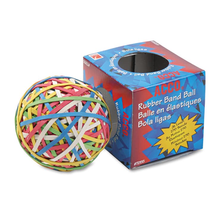 ACCO BRANDS, . Rubber Band Ball, 3.25" Diameter, Size 34, Assorted Gauges, Assorted Colors, 270/Pack (ACC72155)