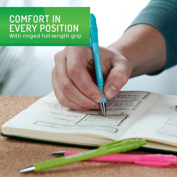 SANFORD FlexGrip Ultra Recycled Ballpoint Pen, Retractable, Medium 1 mm, Black Ink, Assorted Barrel Colors, Dozen (PAP2204001) thumbnail 4