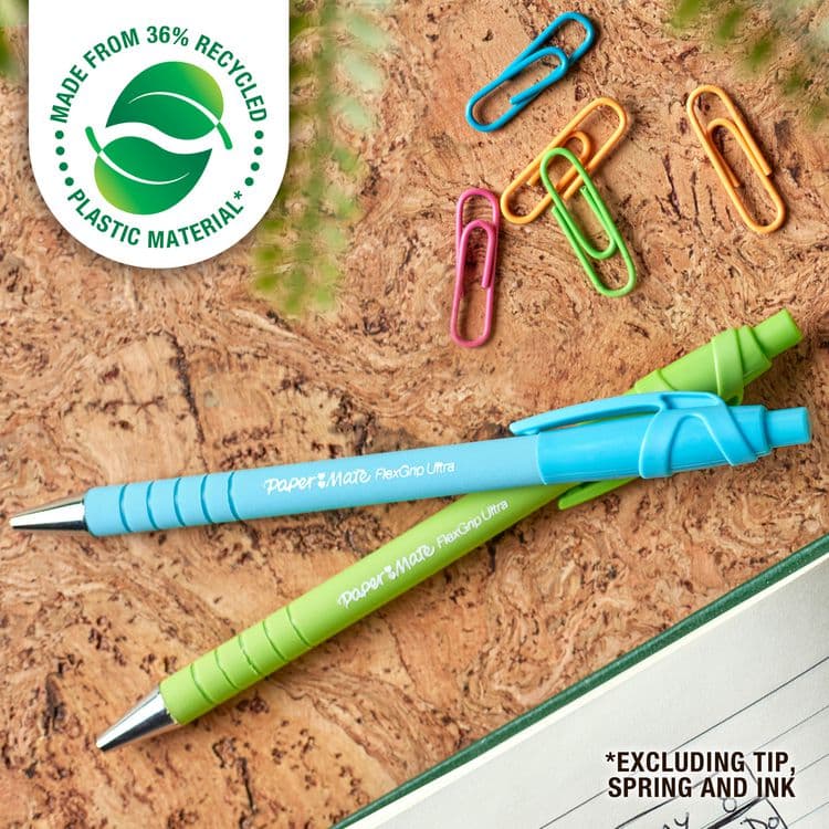 SANFORD FlexGrip Ultra Recycled Ballpoint Pen, Retractable, Medium 1 mm, Black Ink, Assorted Barrel Colors, Dozen (PAP2204001) thumbnail 3