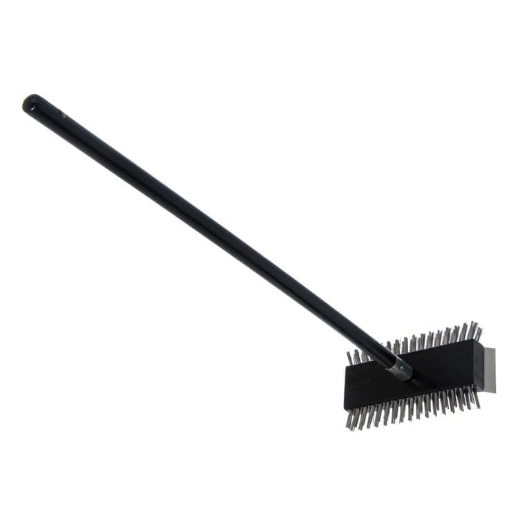 CFS BRANDS Sparta Broiler Master Grill Brush and Scraper with Handle, Metal Bristles, 30.5" Black Wood Handle (CFS4029000) thumbnail 2