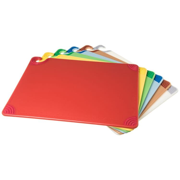 CFS BRANDS Saf-T-Grip Cutting Board, Assorted Colors, 24 x 18 x 0.5, 6/Pack (SJMCBG1824KC)