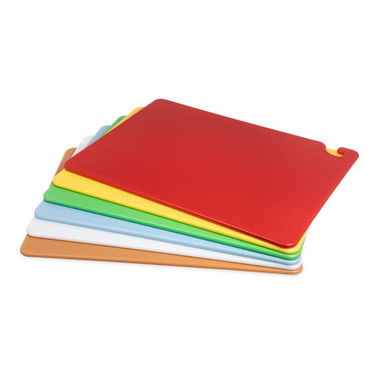 CFS BRANDS Cut-N-Carry Color Cutting Board with Molded-In Ruler, Assorted Colors, 6/Pack (SJMCB1824KC)