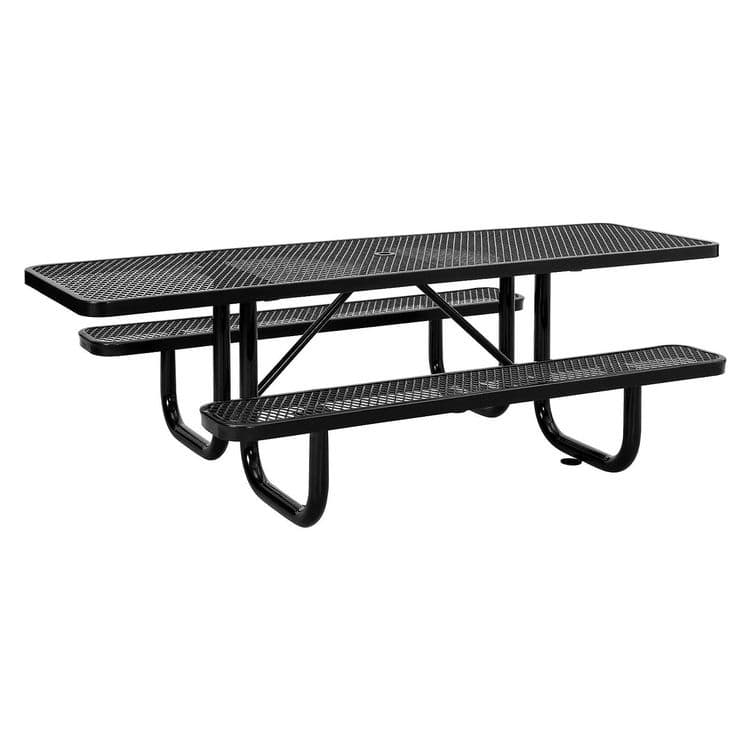 GLOBAL INDUSTRIAL ADA Compliant Expanded Steel Picnic Table, Rectangular, 96 x 60 x 29.5, Black Top and Base (GBE695289BK)