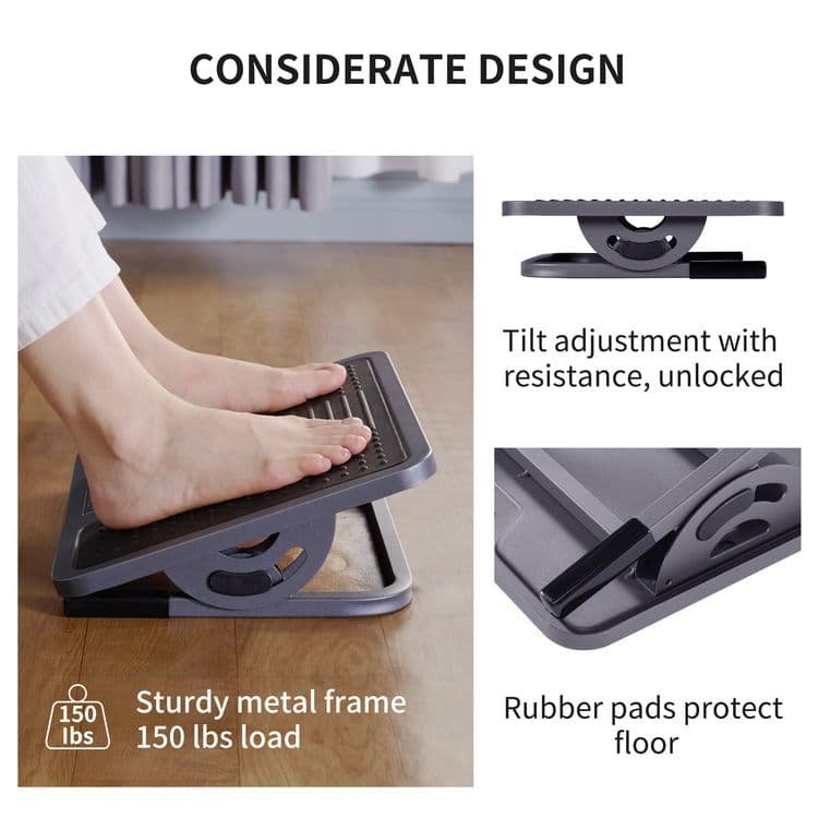 EUREKA ERGONOMIC Adjustable Ergonomic Footrest, 15.38 x 11.81 x 3.32 to 5.19, Black/Gray (EKADSN03048) thumbnail 4