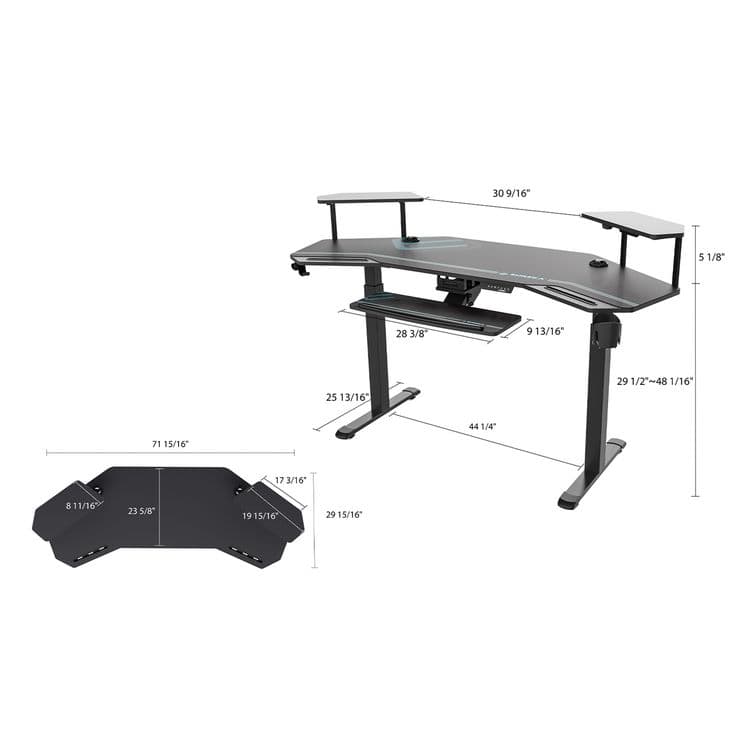 EUREKA ERGONOMIC Aero Standing Desk, 71.93" x 29.93" x 34.62" to 53.18", Black (EKAES71B) thumbnail 3