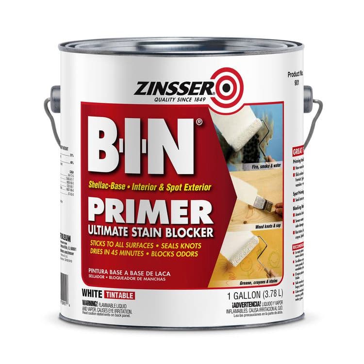 RUST-OLEUM CORPORATION BIN Shellac-Base Interior and Spot Exterior Primer, Flat White, 1 gal Bucket/Pail, 2/Carton (RST320991CT)
