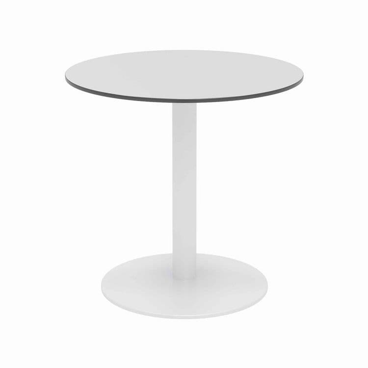 KFI STUDIOS Eveleen Outdoor Patio Table with Two Gray Powder-Coated Polymer Chairs, 30" Dia x 29h, Designer White (KFI840031918451) thumbnail 2