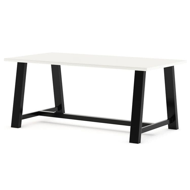 KFI STUDIOS Midtown Bistro Dining Table with Four Navy Kool Barstools, 36 x 72 x 41, Designer White (KFI840031900548) thumbnail 4