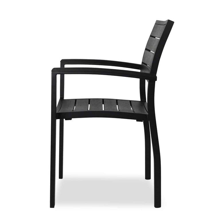 KFI STUDIOS Eveleen Outdoor Patio Table with Six Black Powder-Coated Polymer Chairs, 32 x 55 x 29, Black (KFI840031925244) thumbnail 4