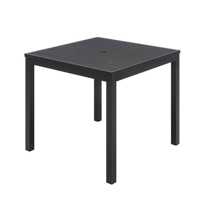 KFI STUDIOS Eveleen Outdoor Patio Table with Four Black Powder-Coated Polymer Chairs, Square, 35", Black (KFI840031925183) thumbnail 2
