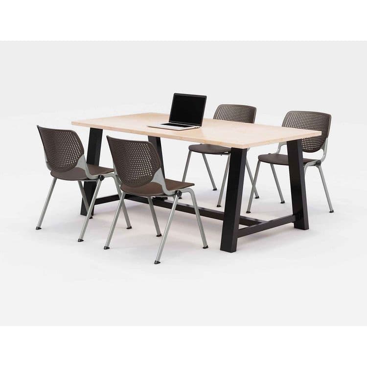 KFI STUDIOS Midtown Dining Table with Four Brownstone Kool Series Chairs, 36 x 72 x 30, Kensington Maple (KFI840031900500)