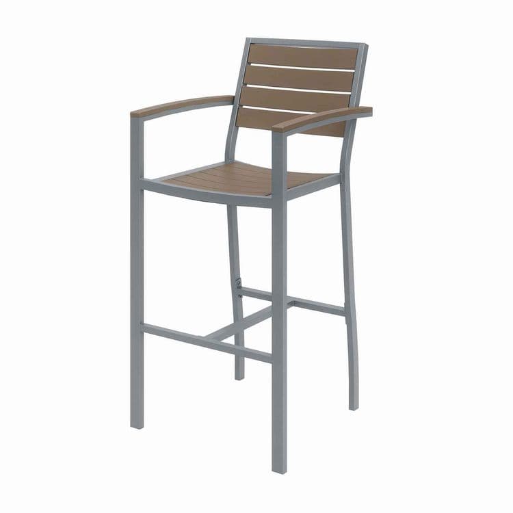 KFI STUDIOS Eveleen Outdoor Bistro Patio Table with Four Mocha Powder-Coated Polymer Barstools, Round, 41"h, Gray (KFI840031918505) thumbnail 3