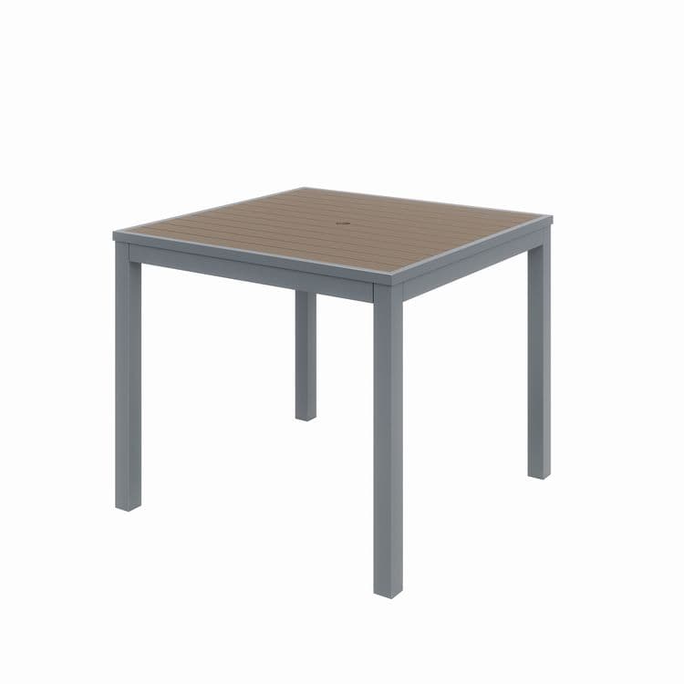 KFI STUDIOS Eveleen Outdoor Patio Table with Four Mocha Powder-Coated Polymer Chairs, Square, 32", Mocha (KFI840031918543) thumbnail 2