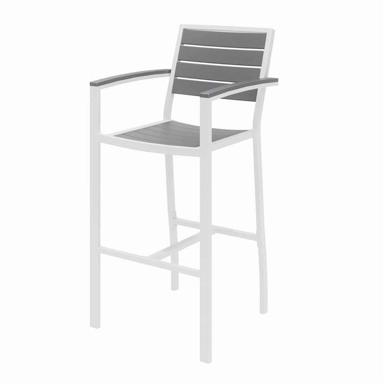 KFI STUDIOS Eveleen Outdoor Bistro Patio Table with Four Gray Powder-Coated Polymer Barstools, Round, 41"h, White (KFI840031918512) thumbnail 3