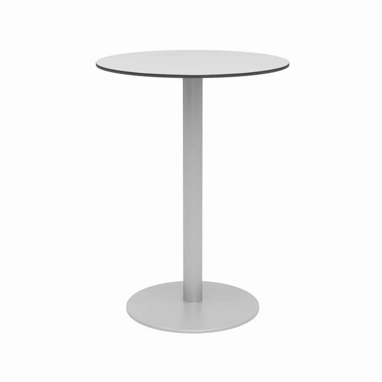 KFI STUDIOS Eveleen Outdoor Bistro Patio Table, Two Mocha Powder-Coated Polymer Barstools, Round, 30" Dia x 41h, Gray (KFI840031918468) thumbnail 2