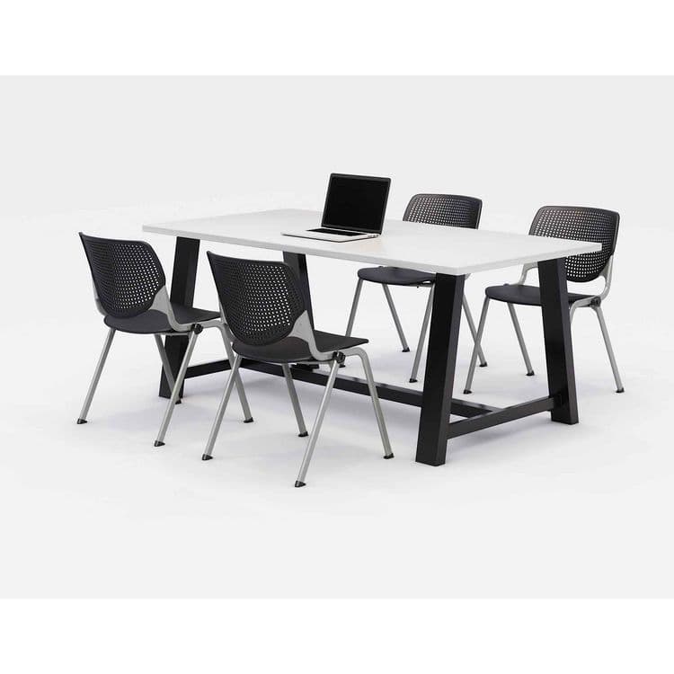 KFI STUDIOS Midtown Dining Table with Four Black Kool Series Chairs, 36 x 72 x 30, Designer White (KFI840031900272)