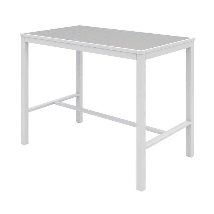 KFI STUDIOS Eveleen Outdoor Bistro Patio Table with Four Gray Powder-Coated Polymer Barstools, 32 x 55, Gray (KFI840031925206) thumbnail 2