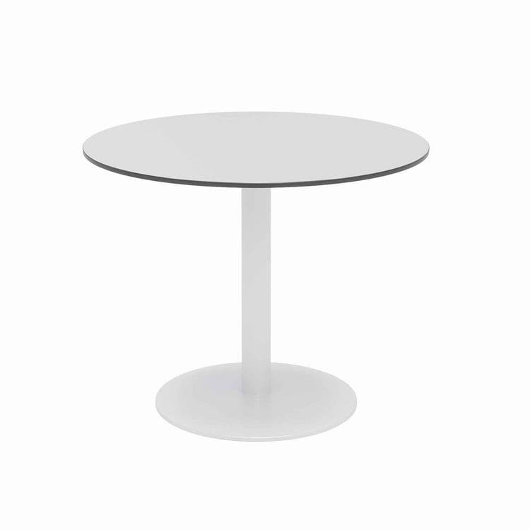 KFI STUDIOS Eveleen Outdoor Patio Table, Four Mocha Powder-Coated Polymer Chairs, Round, 36" Dia x 29h, Fashion Gray (KFI840031918482) thumbnail 2