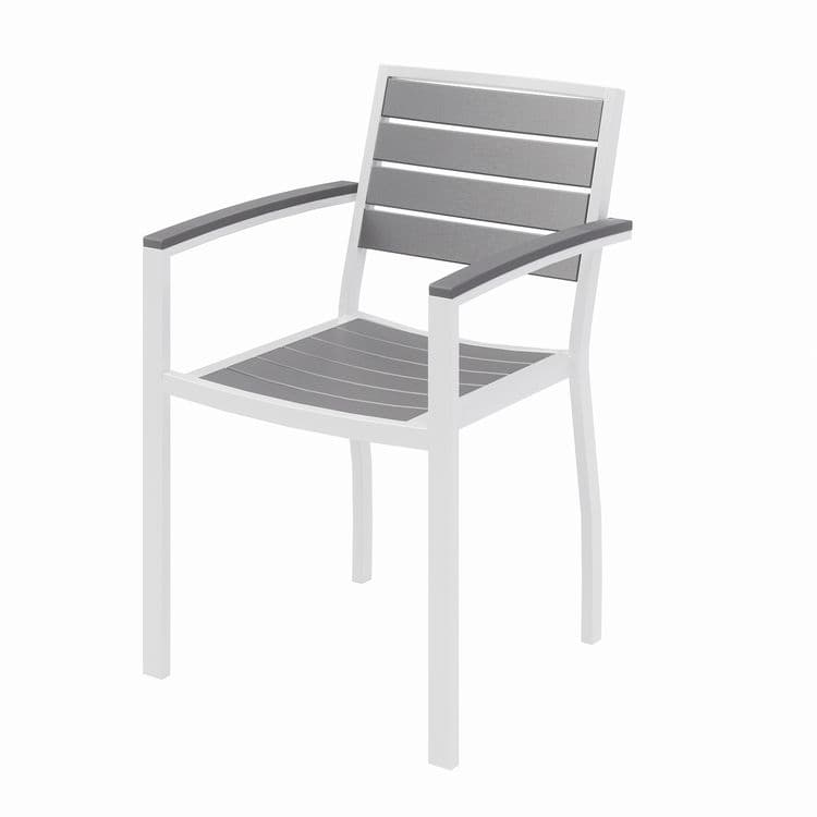 KFI STUDIOS Eveleen Outdoor Patio Table, Four Gray Powder-Coated Polymer Chairs, Round, 36" Dia x 29h, White (KFI840031918499) thumbnail 3