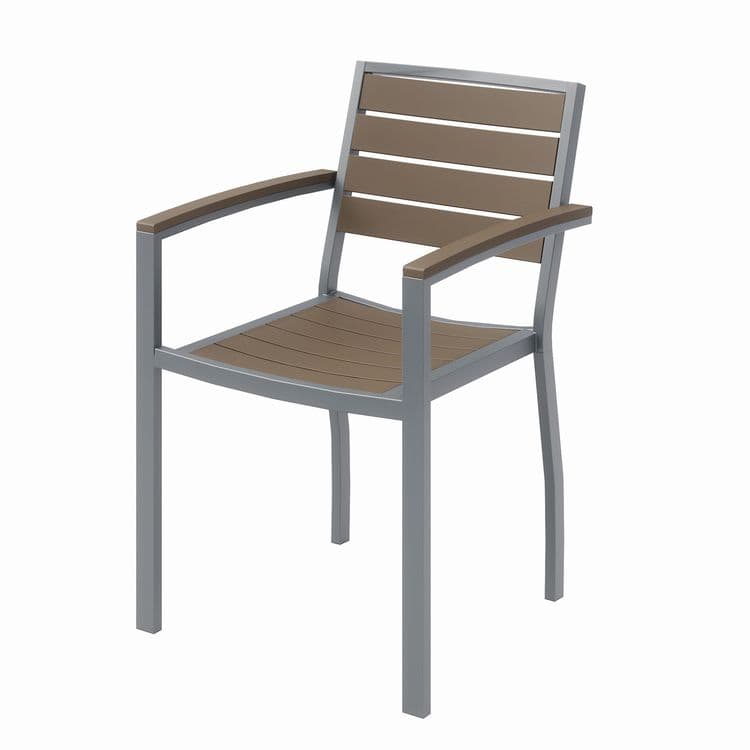 KFI STUDIOS Eveleen Outdoor Patio Table with Four Mocha Powder-Coated Polymer Chairs, Square, 32", Mocha (KFI840031918543) thumbnail 3