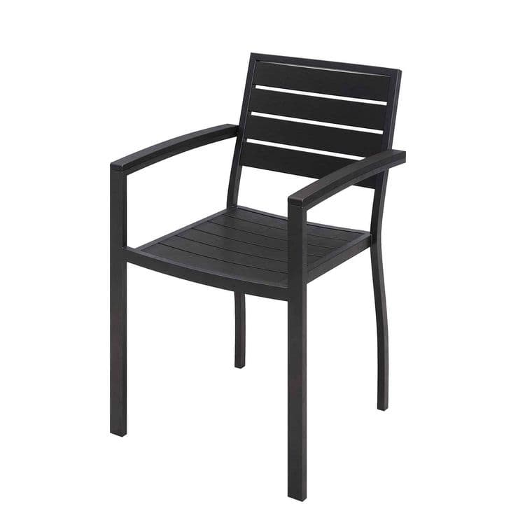 KFI STUDIOS Eveleen Outdoor Patio Table with Six Black Powder-Coated Polymer Chairs, 32 x 55 x 29, Black (KFI840031925244) thumbnail 3