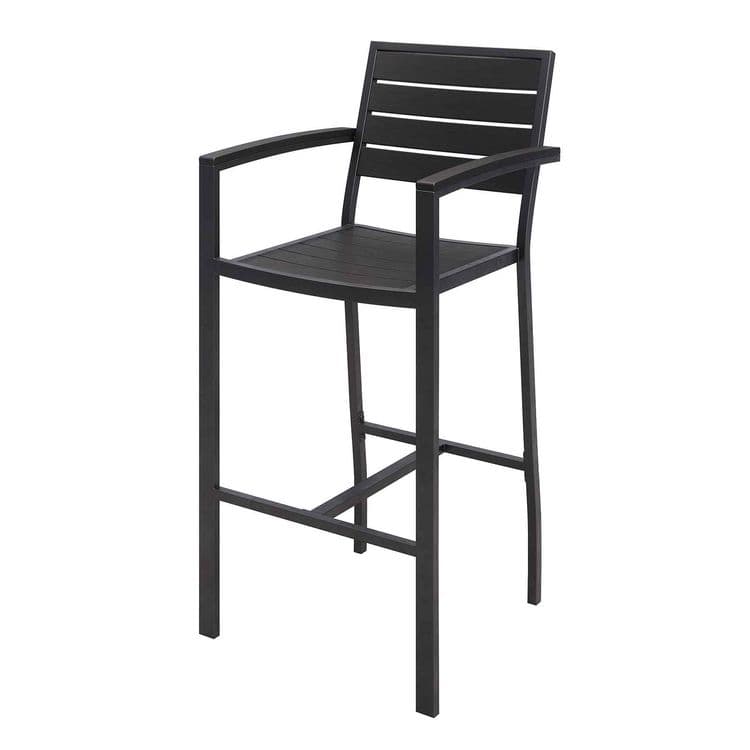 KFI STUDIOS Eveleen Outdoor Bistro Patio Table with Four Black Powder-Coated Polymer Barstools, 32 x 55, Black (KFI840031925213) thumbnail 3