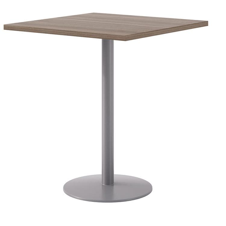 KFI STUDIOS Pedestal Bistro Table with Four Natural Jive Series Barstools, Square, 36 x 36 x 41, Studio Teak (KFI811774039925) thumbnail 2