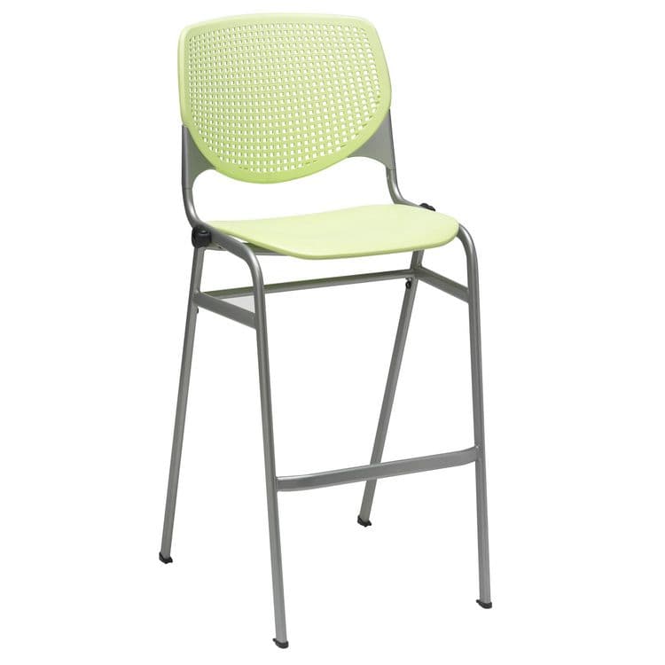 KFI STUDIOS Pedestal Bistro Table with Four Lime Green Kool Series Barstools, Round, 36" Dia x 41h, Designer White (KFI811774037112) thumbnail 4