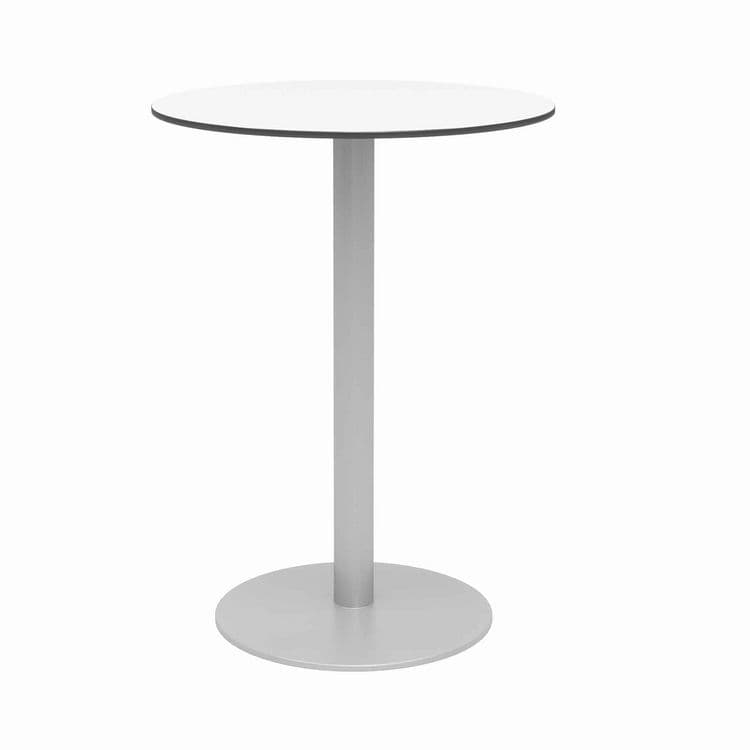 KFI STUDIOS Eveleen Outdoor Bistro Patio Table, Two Gray Powder-Coated Polymer Barstools, Round, 30" Dia x 41h, White (KFI840031918475) thumbnail 2