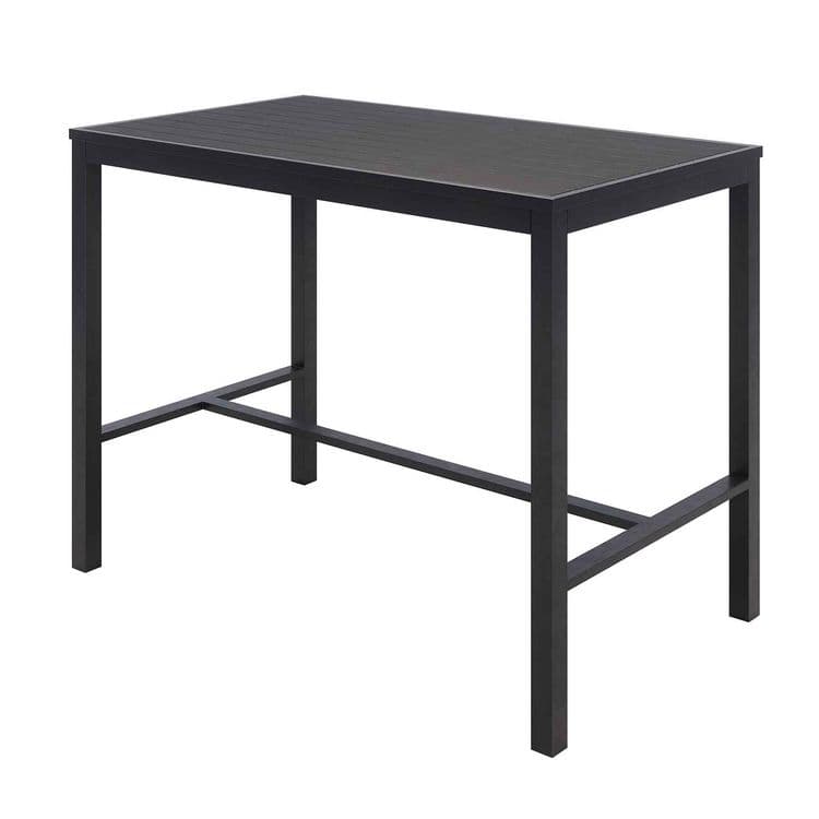 KFI STUDIOS Eveleen Outdoor Bistro Patio Table with Four Black Powder-Coated Polymer Barstools, 32 x 55, Black (KFI840031925213) thumbnail 2