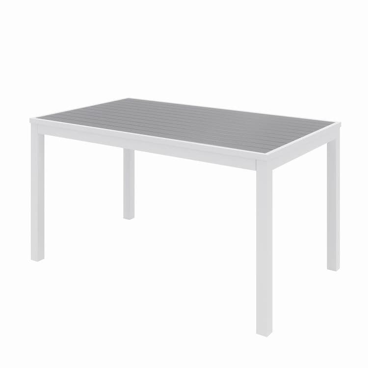 KFI STUDIOS Eveleen Outdoor Patio Table with Six Gray Powder-Coated Polymer Chairs, 32 x 55 x 29, Gray (KFI840031918536) thumbnail 2