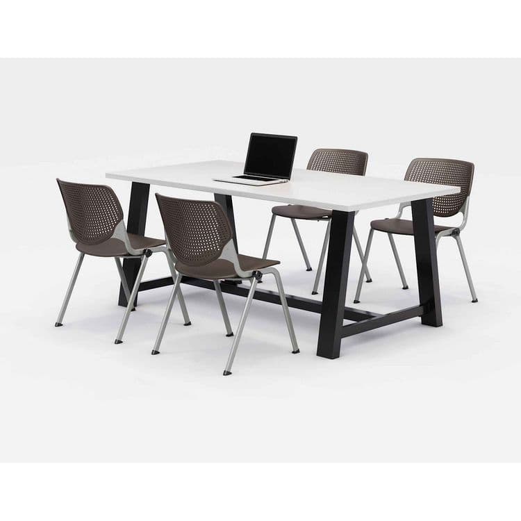 KFI STUDIOS Midtown Dining Table with Four Brownstone Kool Series Chairs, 36 x 72 x 30, Designer White (KFI840031900319)