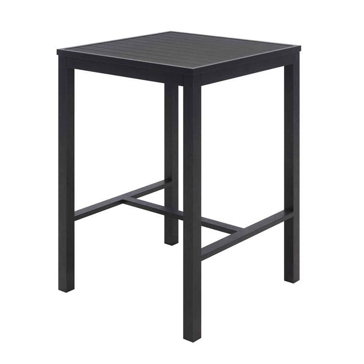 KFI STUDIOS Eveleen Outdoor Bistro Patio Table with Two Black Powder-Coated Polymer Barstools, 30" Square, Black (KFI840031925275) thumbnail 2